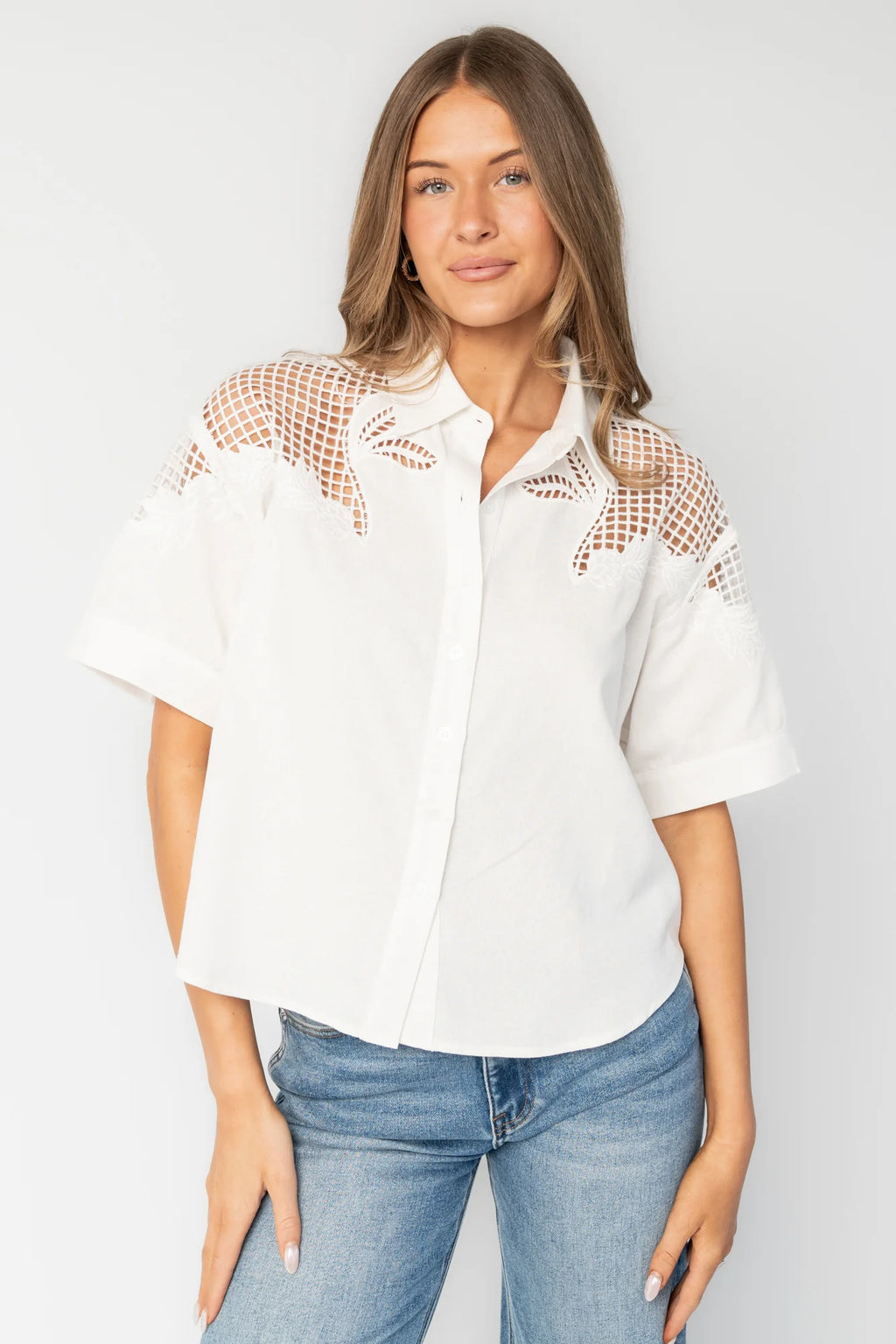 Jordin Embroidered Top | Off White
