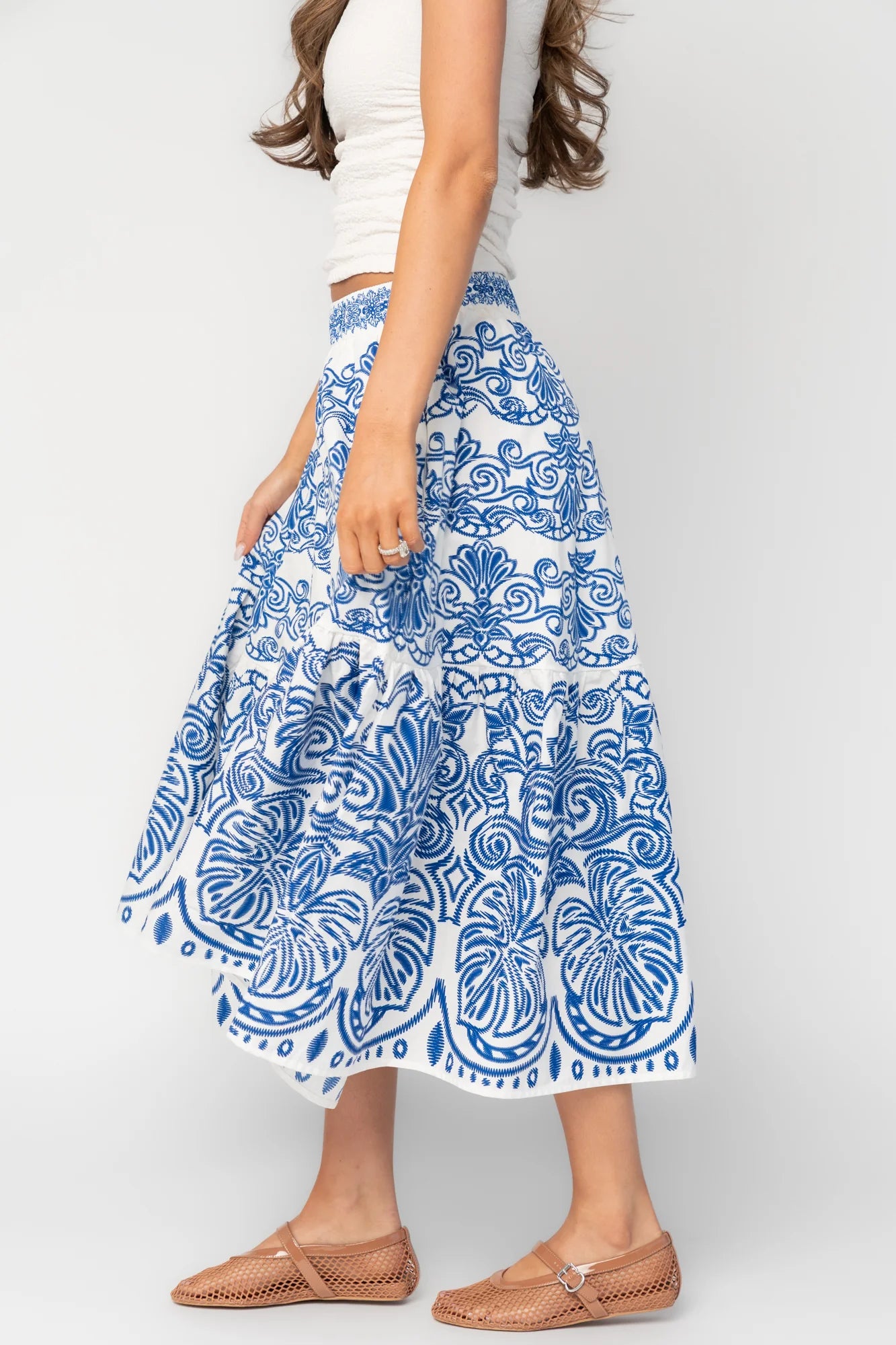 Patience Skirt | White + Blue