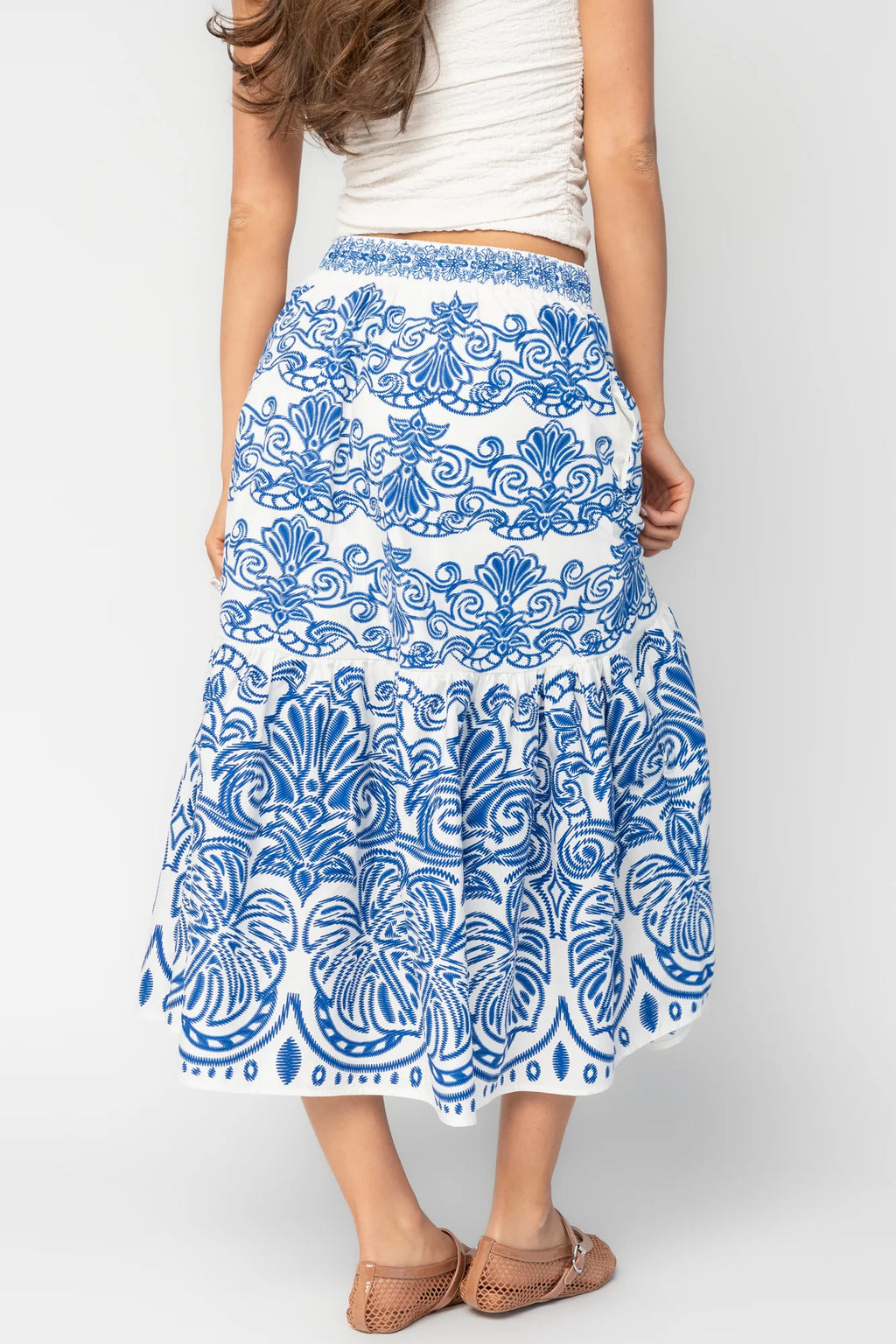 Patience Skirt | White + Blue