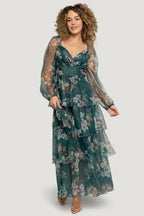 Tessa Tiered Maxi Dress | Green Floral