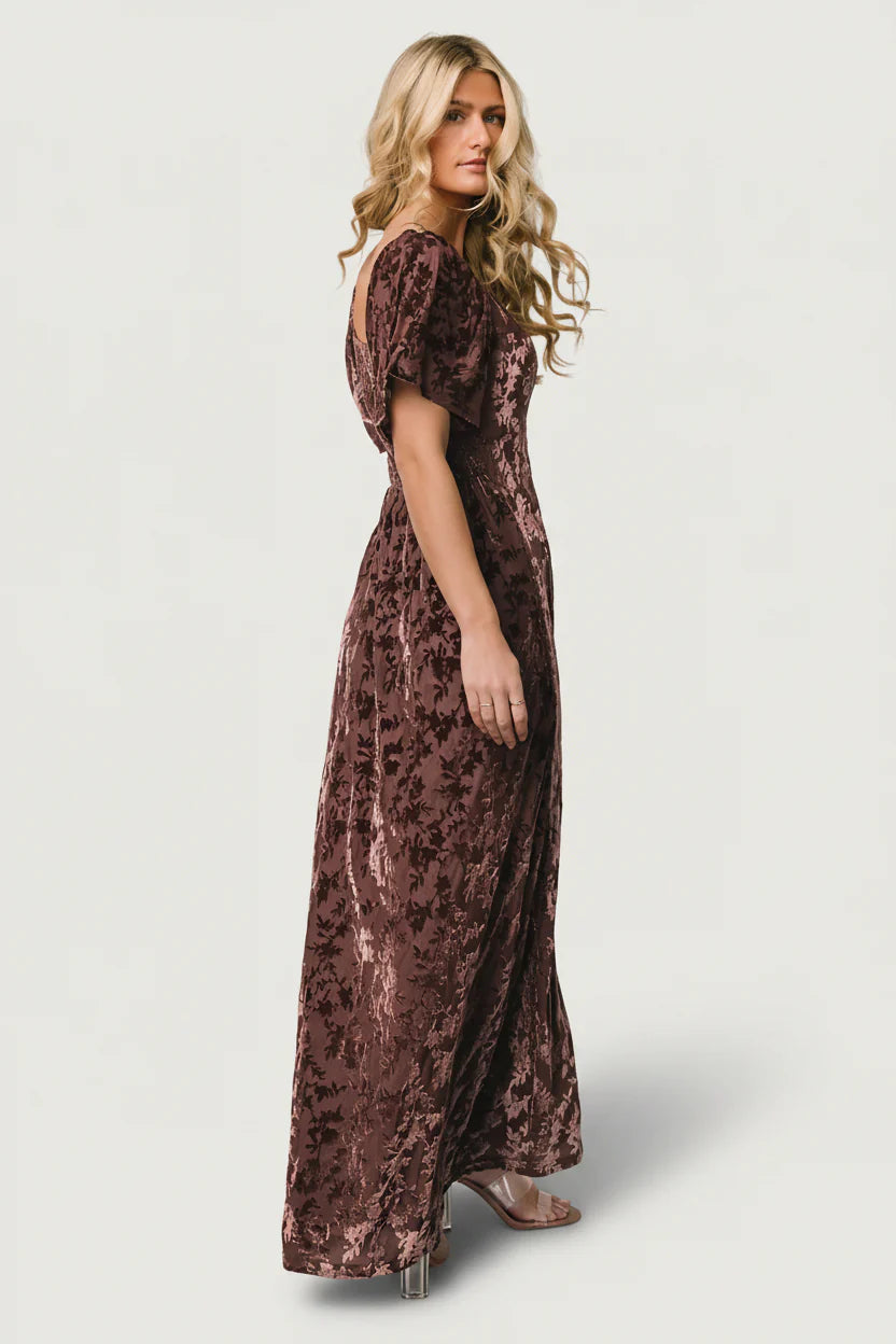 Everley Velvet Maxi Dress | Espresso