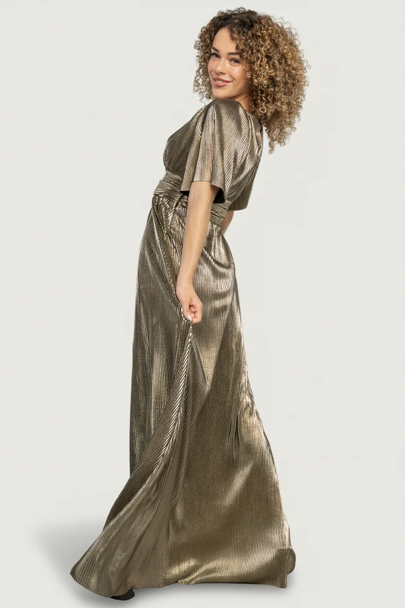 Venetian Pleated Gown | Gold