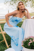 Genesis Strapless Midi Dress | Light Blue