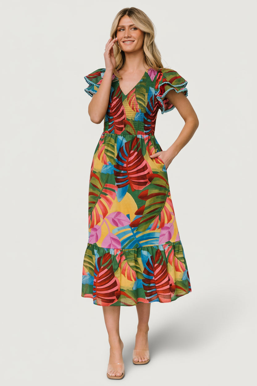 Marielle Smocked Midi Dress | Multi Print