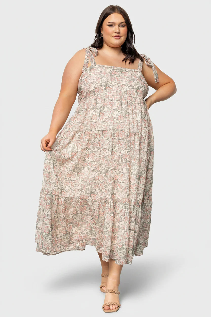Lelisa Shoulder Tie Dress | Cream Floral