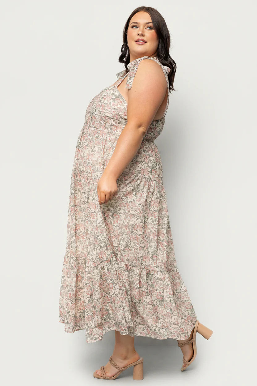 Lelisa Shoulder Tie Dress | Cream Floral