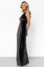 Tatiana Velvet One Shoulder Maxi Dress | Black