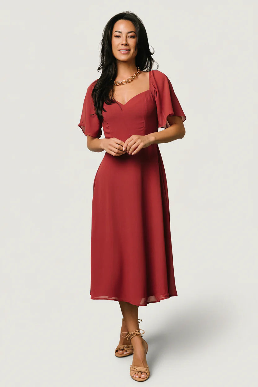 Colette Sweetheart Midi Dress | Terracotta