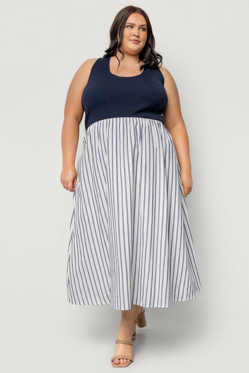 Marbella Tank Dress | Navy Stripe