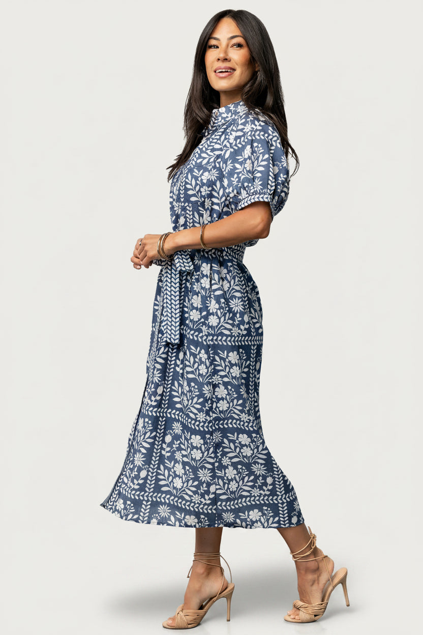 Karla Midi Dress | Deep Slate + White Floral