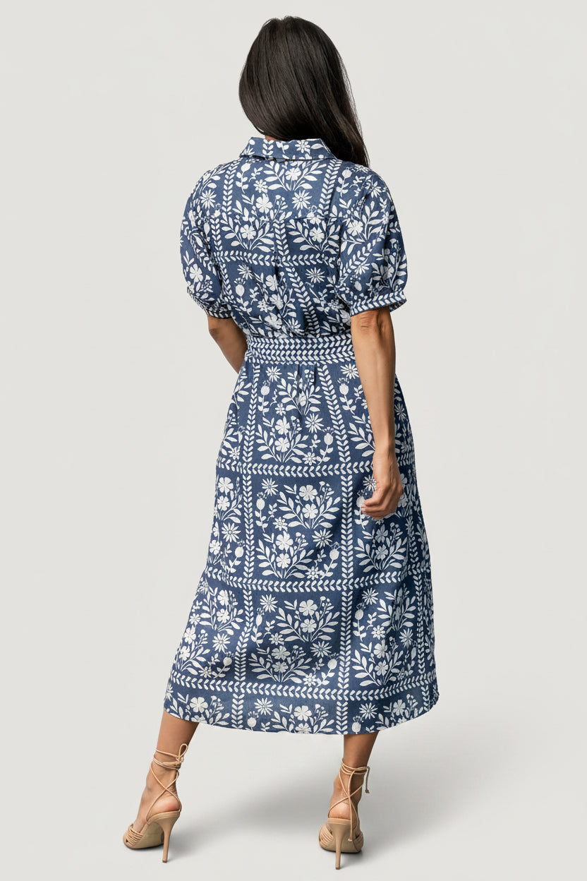 Karla Midi Dress | Deep Slate + White Floral
