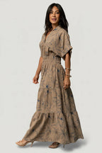 Hedda Tiered Maxi Dress | Natural + Blue Floral