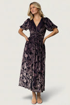 Dahlia Velvet Dress | Indigo + Purple Floral