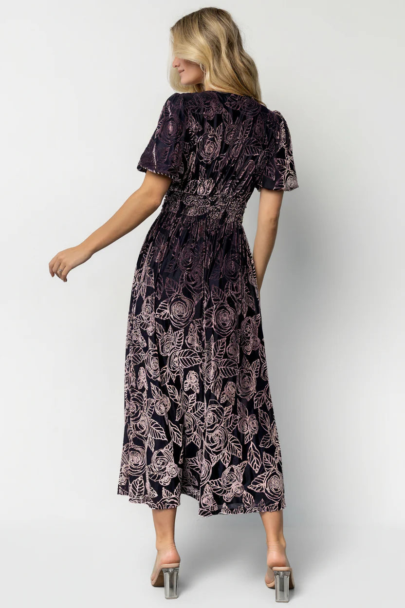Dahlia Velvet Dress | Indigo + Purple Floral