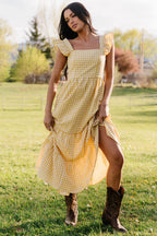 Campbell Gingham Maxi Dress | Yellow + White