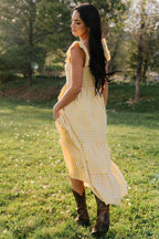Campbell Gingham Maxi Dress | Yellow + White