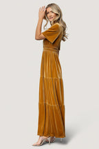 Artemis Velvet Maxi Dress | Dark Gold