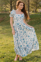 Addison Maxi Dress | Ivory + Blue