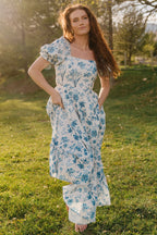 Addison Maxi Dress | Ivory + Blue