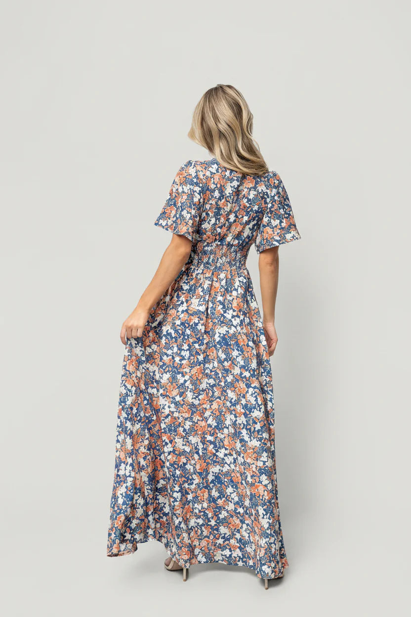 Verona Smocked Maxi Dress | Blue Floral