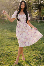 Mattea Smocked Midi Dress | Lavender Floral