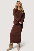 Blair Rib Knit Cardigan | Mahogany