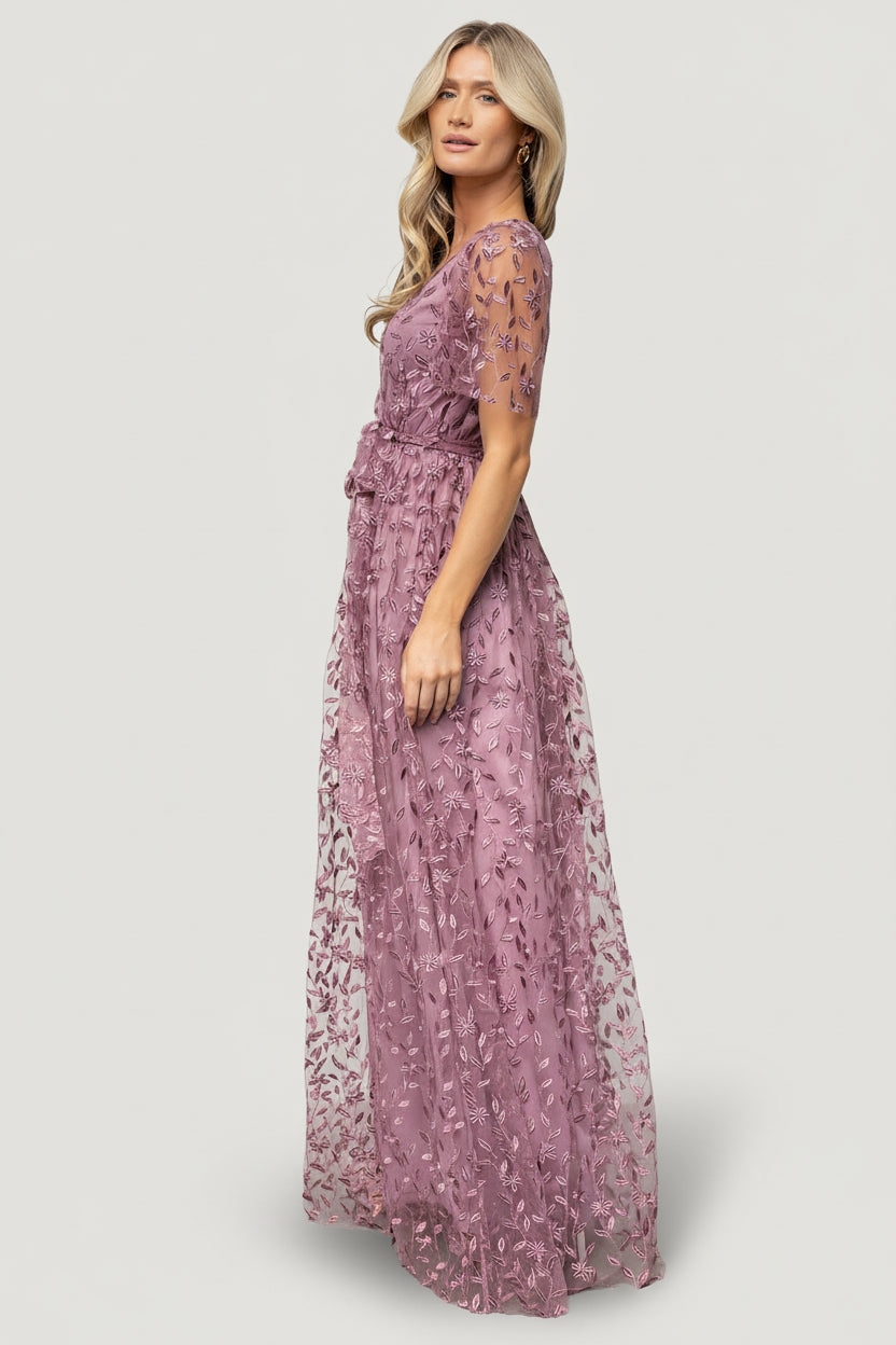 Marseille Embossed Maxi Dress | Lavender