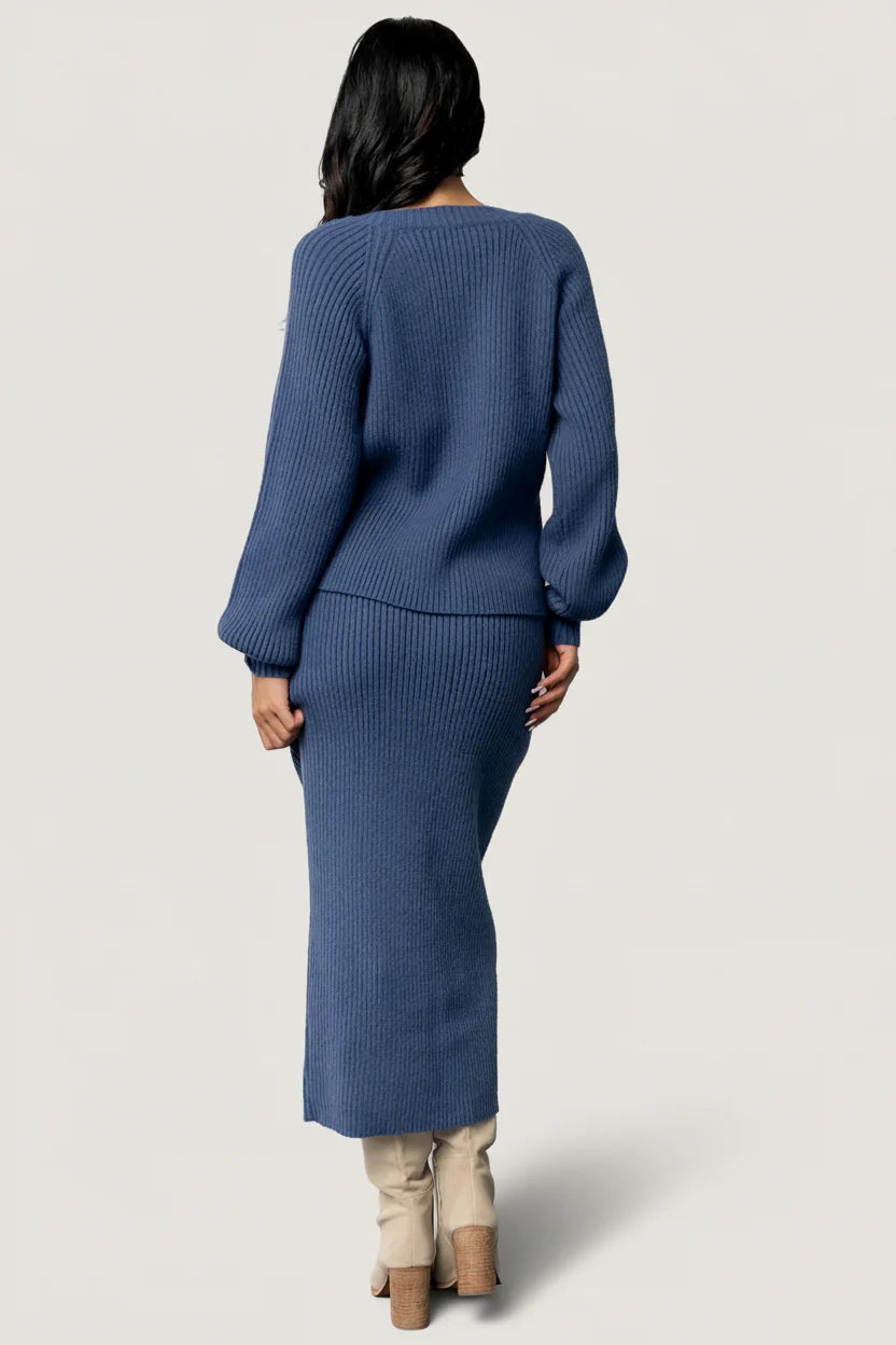 Blair Rib Knit Cardigan | Blue