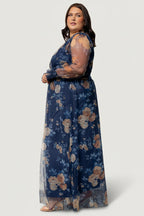 Layla Tulle Maxi Dress | Blue + Golden Floral