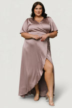 Vara Satin Maxi Wrap Dress | Lilac