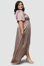 Vara Satin Maxi Wrap Dress | Lilac