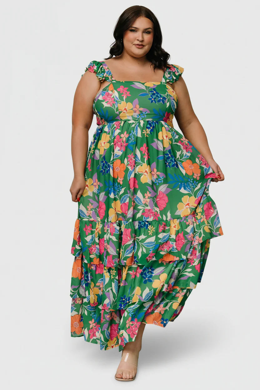 Monte Tiered Maxi Dress | Green Multi