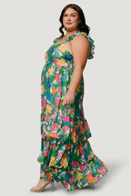 Monte Tiered Maxi Dress | Green Multi
