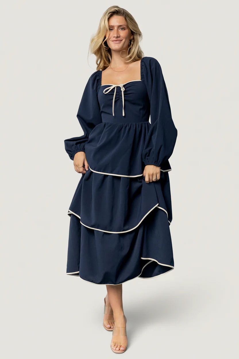 Barcelona Tiered Dress | Navy