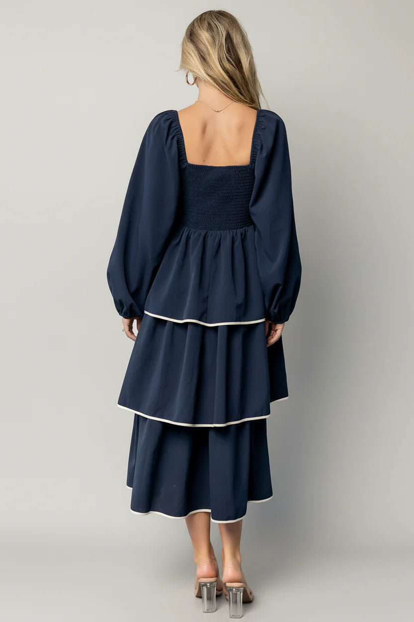 Barcelona Tiered Dress | Navy