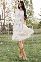 Maribel Lace Midi Dress | Cream Floral