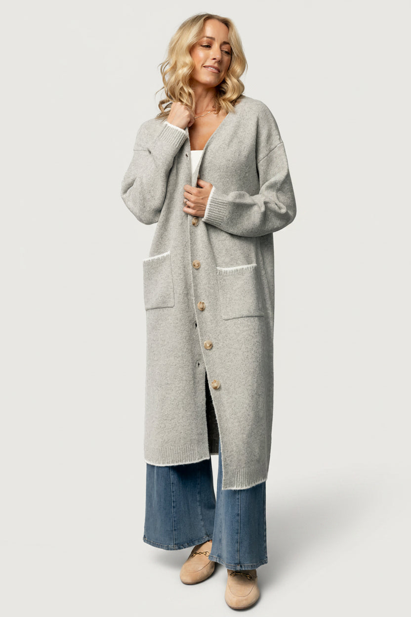 Senna Longline Cardigan | Light Gray