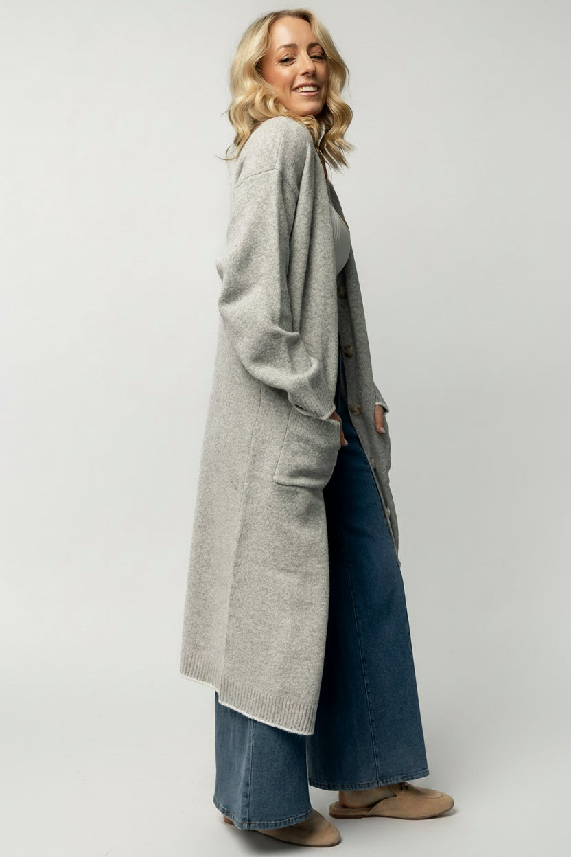 Senna Longline Cardigan | Light Gray