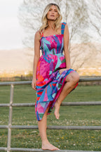Cruz Smocked Midi Dress | Multi Print