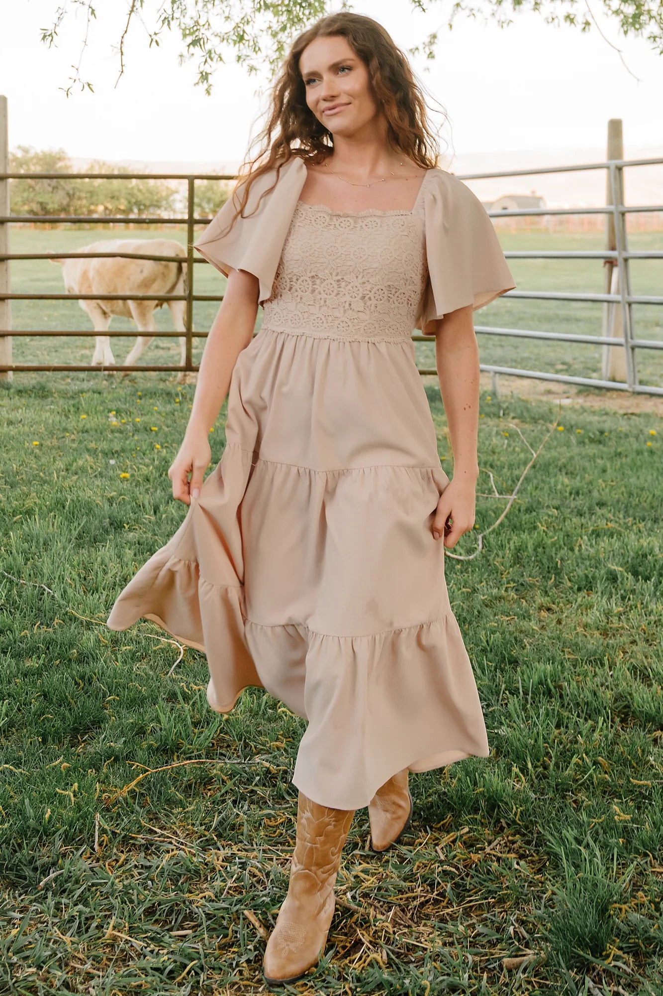 Fauna Lace Top Dress | Natural