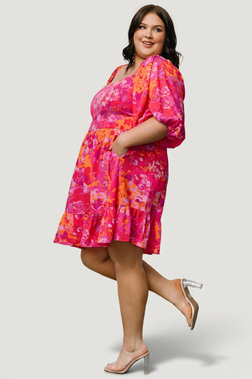 Levy Sweetheart Mini Dress | Fuchsia Multi