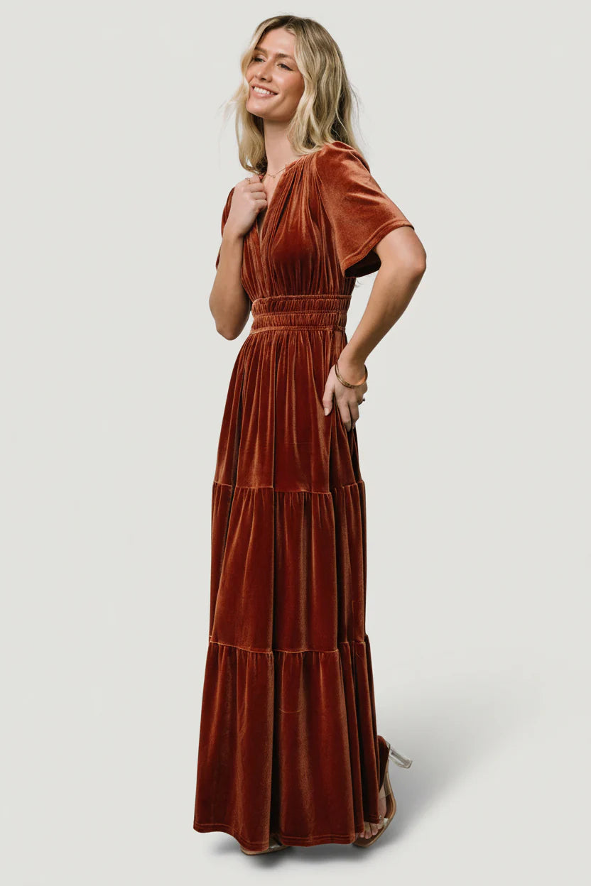 Artemis Velvet Maxi Dress | Dark Spice
