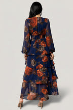 Mariella Tiered Maxi Dress | Navy + Rust