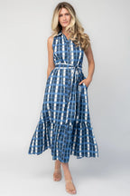 Brooke Button Down Dress | Blue + White