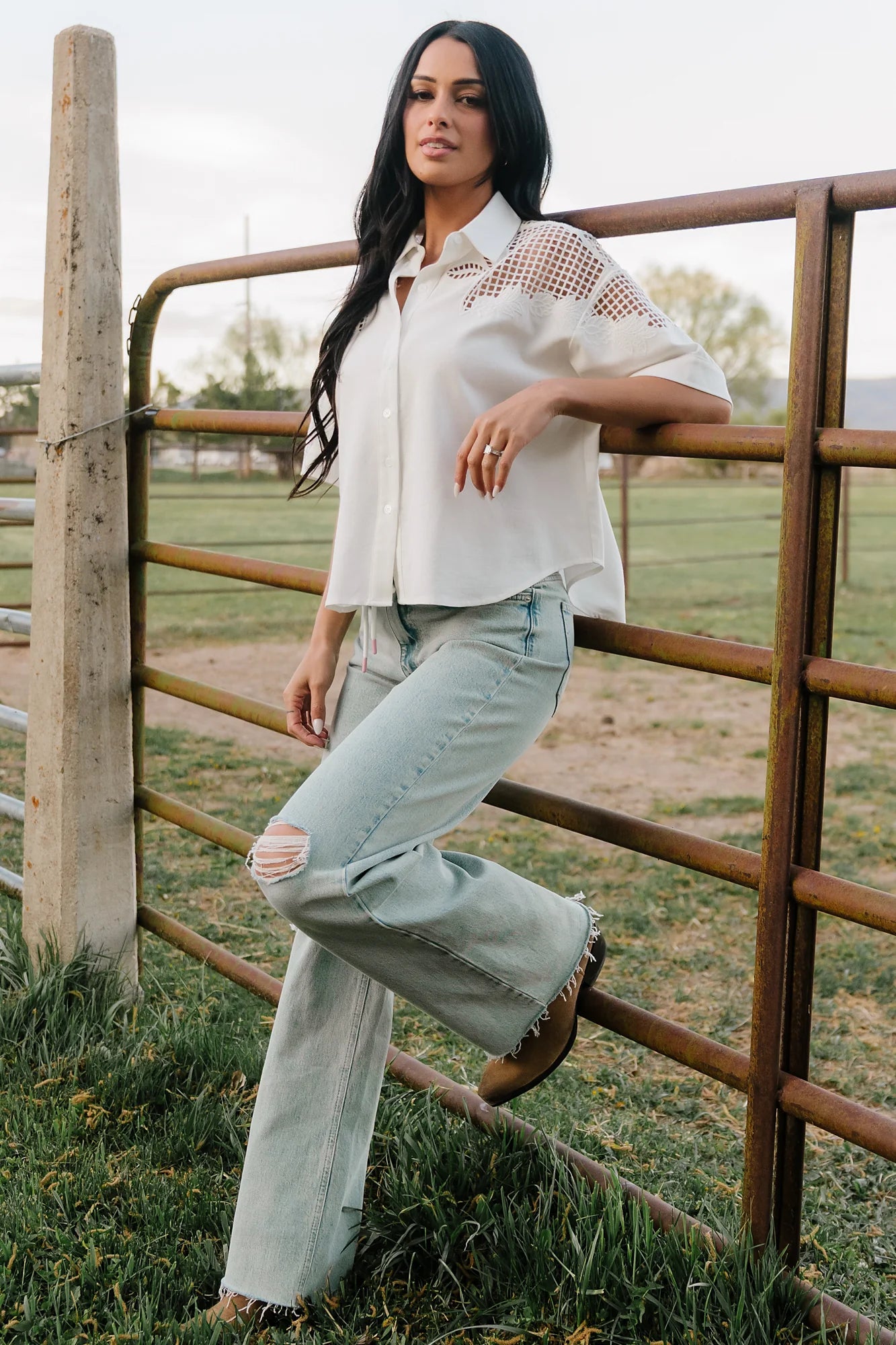 Jordin Embroidered Top | Off White