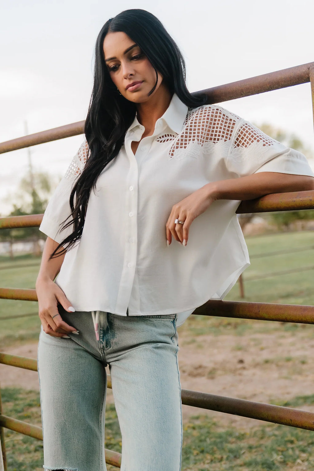 Jordin Embroidered Top | Off White
