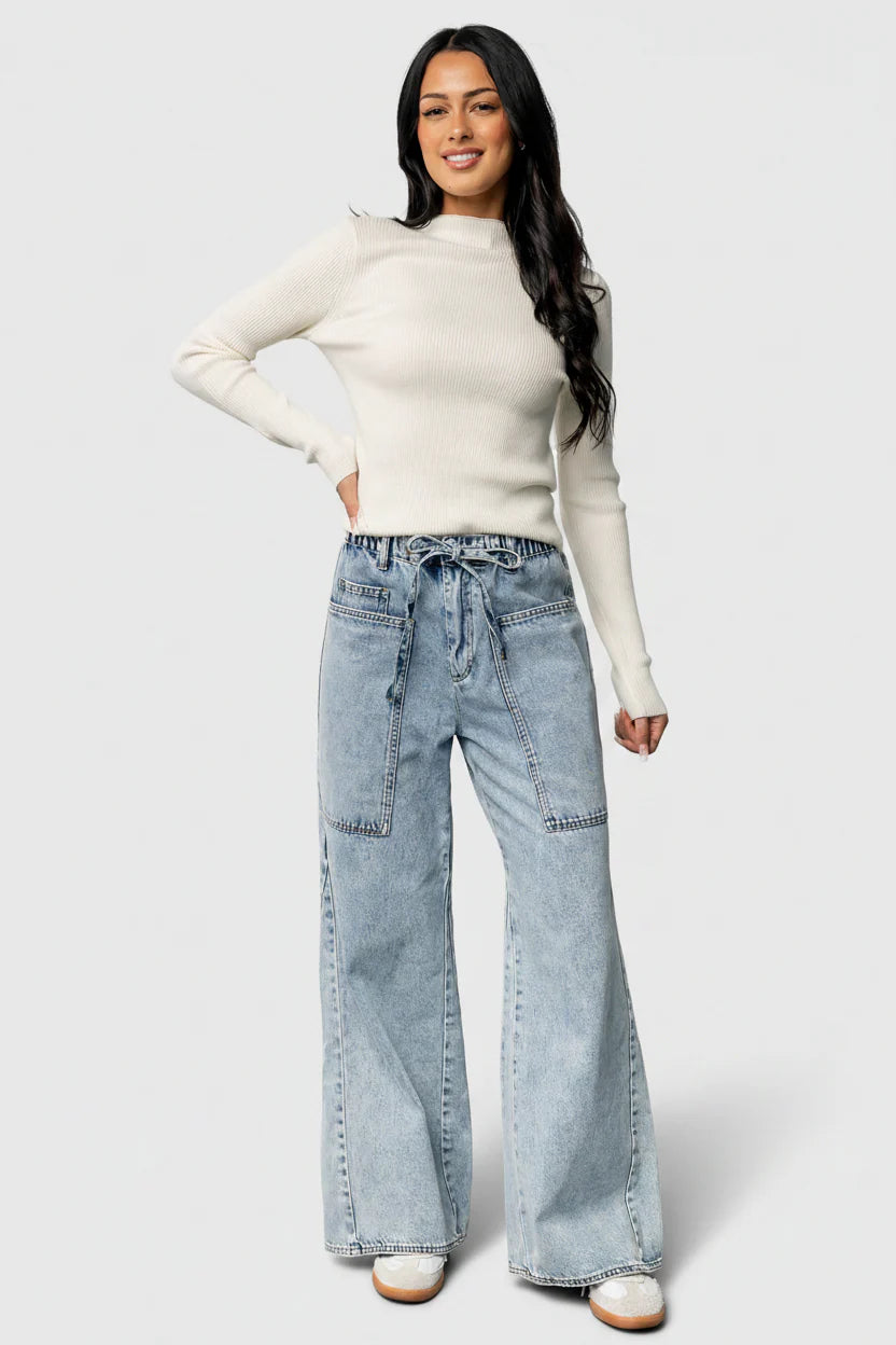 Ilsa Ribbed Sweater Top | Ivory