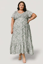 Joanie Smocked Dress | Sage + Off White Floral