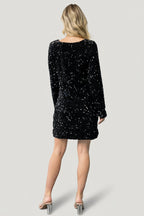 Mira Sequin Short Dress | Black