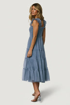 Emma Smocked Tulle Dress | Slate Blue